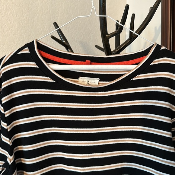 Lou & Grey Cotton Long Sleeve Stripe Dress Size L - Picture 2 of 9